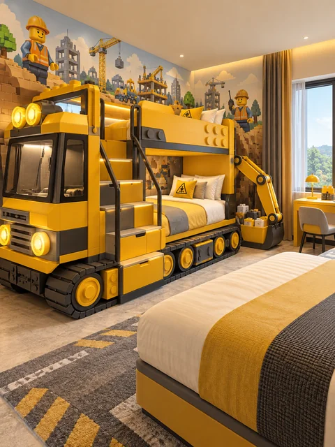 Brick-built construction vehicle room · AI concept
