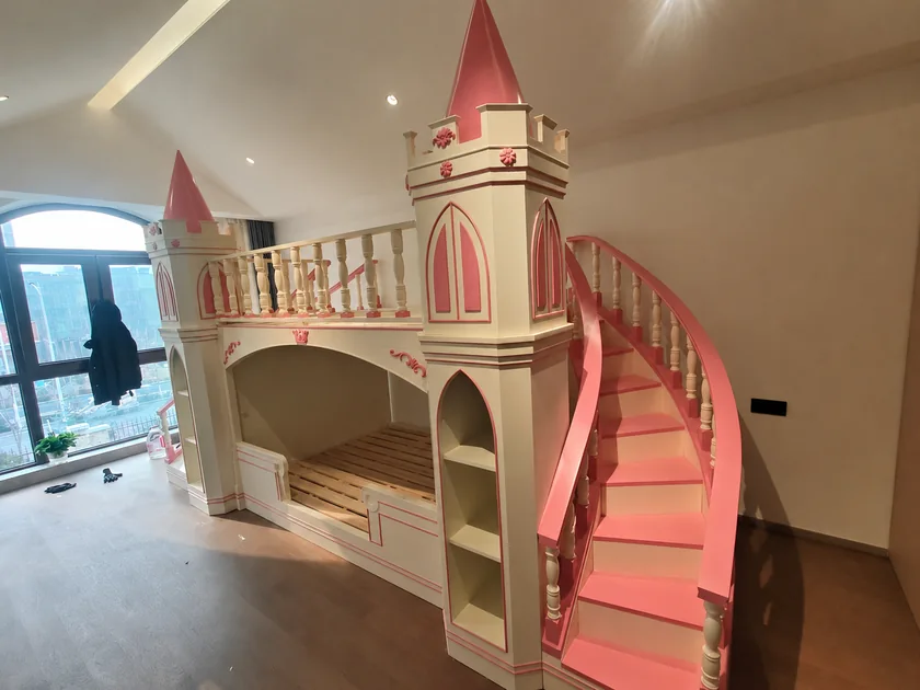 Pink castle loft bed · On-site photo