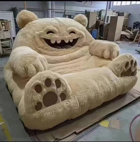 Creature-shaped upholstered beds · Workshop photo